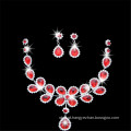 Red Royal Crystal Beaded Fashion Necklace With Ear Ring